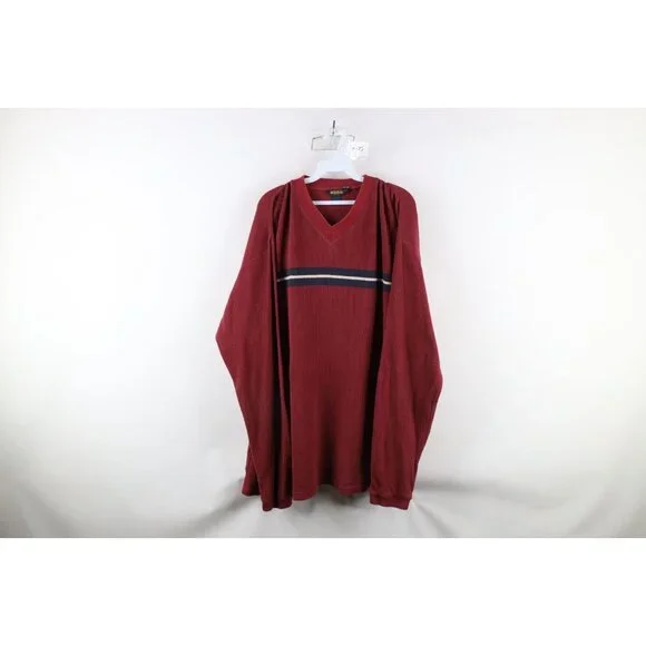 Vtg 90s Woolrich Mens 4XL Faded Striped Thermal Ribbed Knit Long Sleeve T-Shirt - Picture 1 of 10